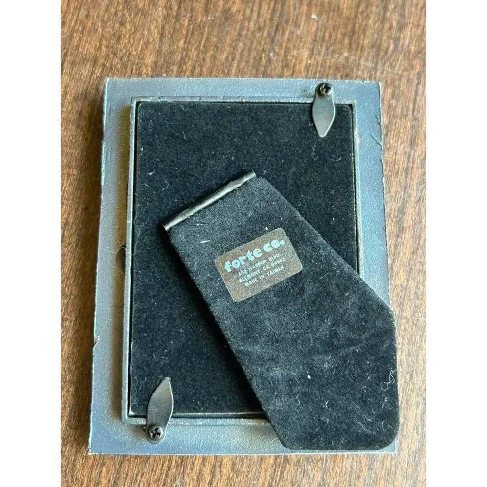 Vintage new Forte brand miniature picture frame floral pewter look